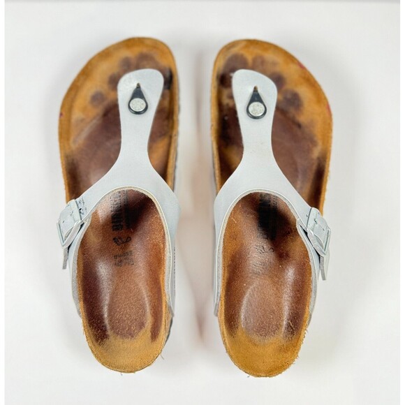Birkenstock Gizeh Sandals Brown White Birko Flor Flat Flip Flops Thong 41 US 10 - Picture 6 of 8